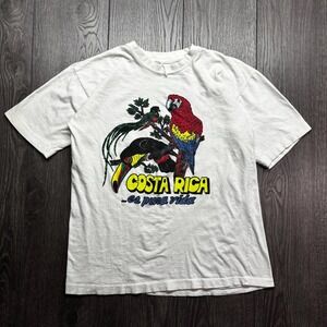 Vintage Costa Rica Parrots 1990s Nature Cute Single Stitch SmallmT Shirt White